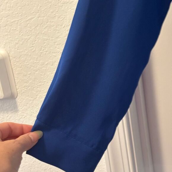 Adrienne Vittadini Blue Relaxed Blouse with Mandarin Collar Size Large - Picture 3 of 4